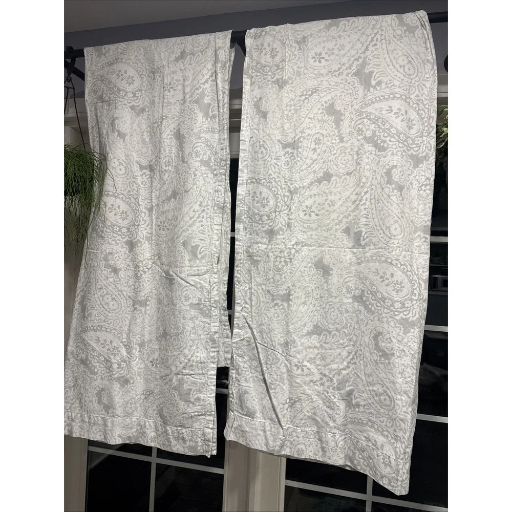 Tommy Hilfiger Curtain Panels, 2, Gray and White, 90
